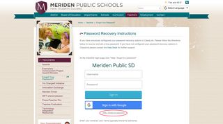 Forgot Your Password? - Meriden Public Schools