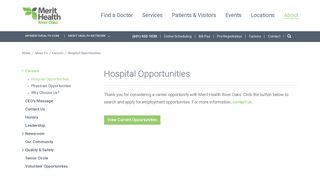 Hospital Career Opportunities | Merit Health | Merit Health River Oaks ...