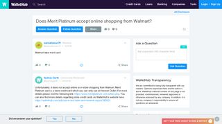 Does Merit Platinum accept online shopping from Walmart? - WalletHub