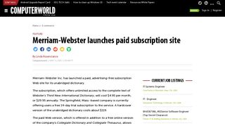 Merriam-Webster launches paid subscription site | Computerworld