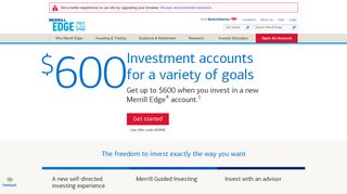 Merrill Edge Cash Management Account (CMA) - $600 Bonus Offer