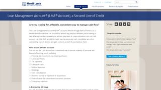 Loan Management Account (LMA) Solutions from Merrill Lynch