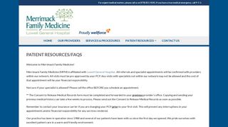 Patient Resources/FAQs | Merrimack Family Medicine