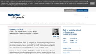 Cantor Fitzgerald Ireland Completes Acquisition of Merrion Capital ...