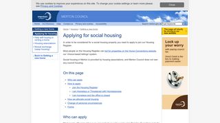 Applying for housing (Home Connections) - Merton Council