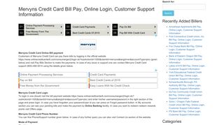 Mervyns Credit Card Bill Pay, Online Login, Customer Support ...