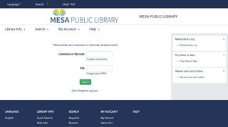 My Account - Mesa Public Library
