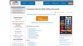 Customer Service (My Utility Account) | City of Mesa