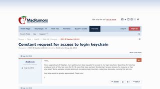 Constant request for access to login keychain | MacRumors Forums