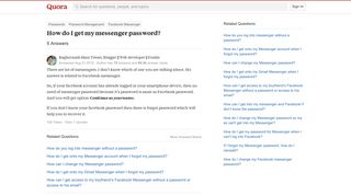 How to get my messenger password - Quora