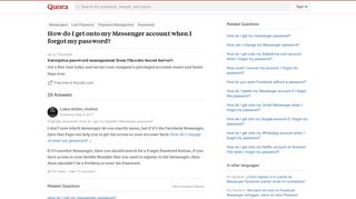 How to get onto my Messenger account when I forgot my password - Quora