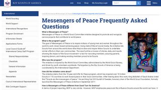 Messengers of Peace Frequently Asked Questions - Boy Scouts of ...