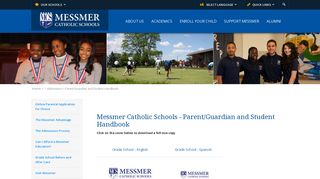 Messmer Catholic Schools: Parent/Guardian and Student Handbook