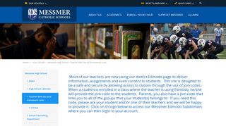 Messmer Catholic Schools: Teacher Web Site and Homework Links