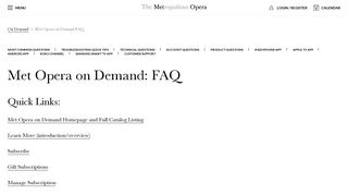 Metropolitan Opera | Met Opera on Demand FAQ