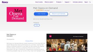 Met Opera on Demand | Roku Channel Store | Roku