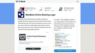 MetaBank Online Banking Login - CC Bank