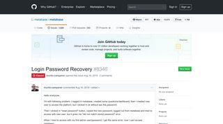 Login Password Recovery · Issue #8346 · metabase/metabase · GitHub
