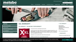 XXL warranty | Metabo Power Tools