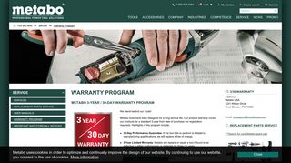 Warranty Program | Metabo Power Tools