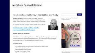 Metabolic Renewal Review - It's Not For Everybody