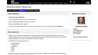 MetaCore - Bioinformatics - LibGuides at MIT Libraries