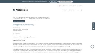 Practitioner Webpage Agreement - Metagenics