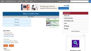 Metco Credit Union - Cedar Rapids, IA - Credit Unions Online