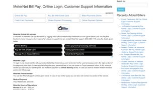 MeterNet Bill Pay, Online Login, Customer Support Information