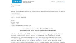 Dovetail Insurance Launches MetLife BOP Product in Seven ...