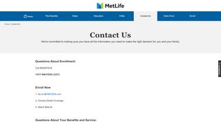MetLife FEDVIP Dental Plan | Contact Us