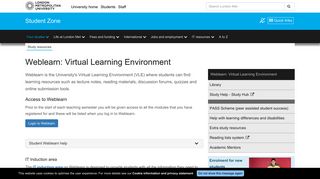 Weblearn: Virtual Learning Environment - Student Zone