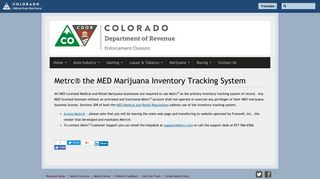 Metrc® the MED Marijuana Inventory Tracking System - Colorado.gov