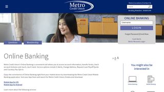 Online Banking - Metro Credit Union
