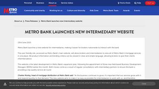 Metro Bank launches new Intermediary website | About us | Metro Bank