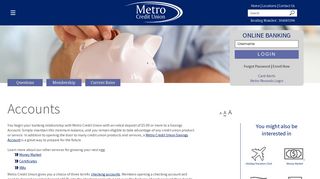 Accounts - Metro Credit Union