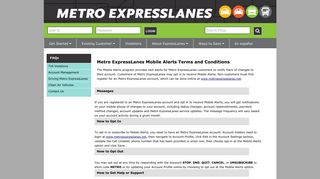 Metro ExpressLanes Mobile Alerts Terms and Conditions