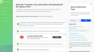 How do I recover my username and password for Metro PCS? | How-To ...