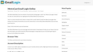 MetroCast Email Login Page URL 2018 | iEmailLogin
