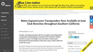 Metro ExpressLanes Transponders Now Available at Auto Club ...