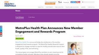 MetroPlus Health Plan Announces New Member Rewards Program ...