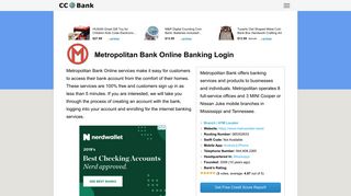 Metropolitan Bank Online Banking Login - CC Bank