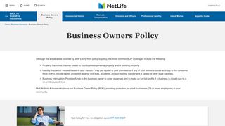 Business Owners Policy | Business Insurance | MetLife GA