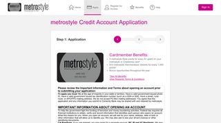 metrostyle Credit Card - metrostyle Credit Account Application