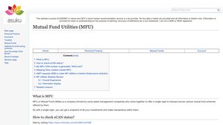 Mutual Fund Utilities (MFU) - Asuku.com