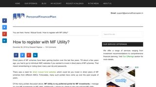 How to register with MF Utility? | Personal Finance Plan