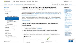 Set up multi-factor authentication for Office 365 users | Microsoft Docs