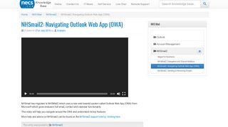 NHSmail2: Navigating Outlook Web App (OWA) - NECS Knowledge ...