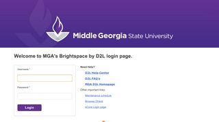 Welcome to MGA's Brightspace by D2L login page.