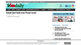 Datuk Seri held over Ponzi scam - The Sun Daily
